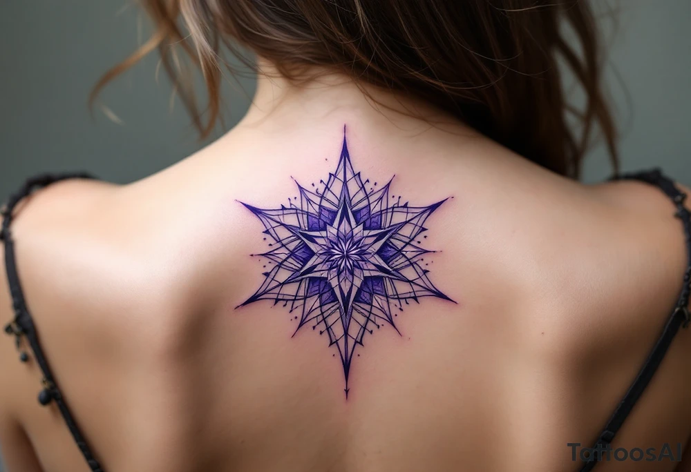 A violet eight-pointed star tattoo channels mysticism and spiritual awakening. tattoo idea