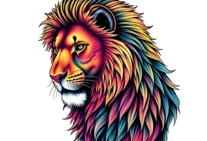 Close up majestic lion with. Side should show change, growth and purpose tattoo idea