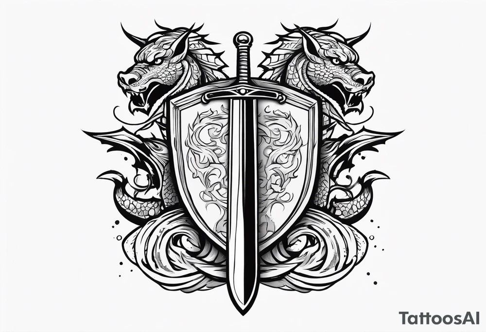 Valhalla sword ship dragon shield tattoo idea