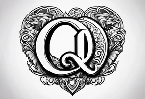 The letter Q with a heart tattoo idea