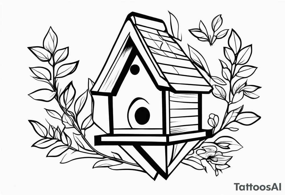 Outline of a birdhouse tattoo idea