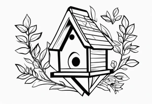 Outline of a birdhouse tattoo idea