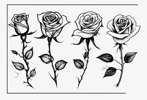 a one-line rose, add some splattered red blood and thorns, small, with stem, very simple tattoo idea