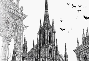 jack skellington on the spire of the Milan cathedral tattoo idea