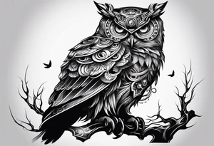 Owl in a steampunk style tattoo idea