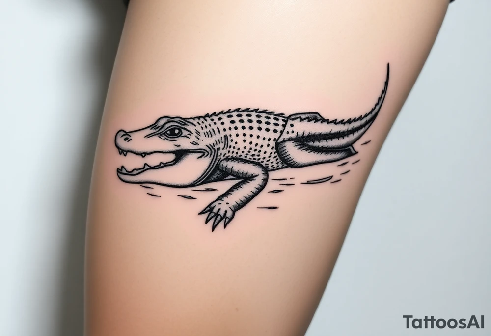 powerful crocodile swimming in water tattoo idea