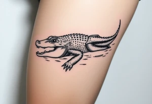 powerful crocodile swimming in water tattoo idea