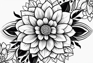 flower with leaves geometric tattoo idea
