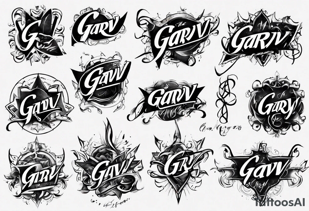 The word GARV as a handwritten signature tattoo idea