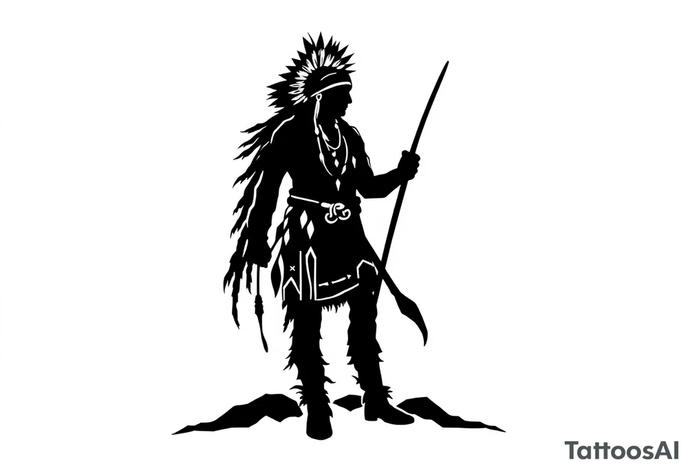 Silhouette of Native American tribe tattoo idea