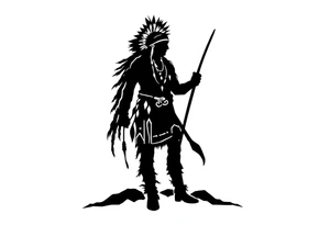 Silhouette of Native American tribe tattoo idea