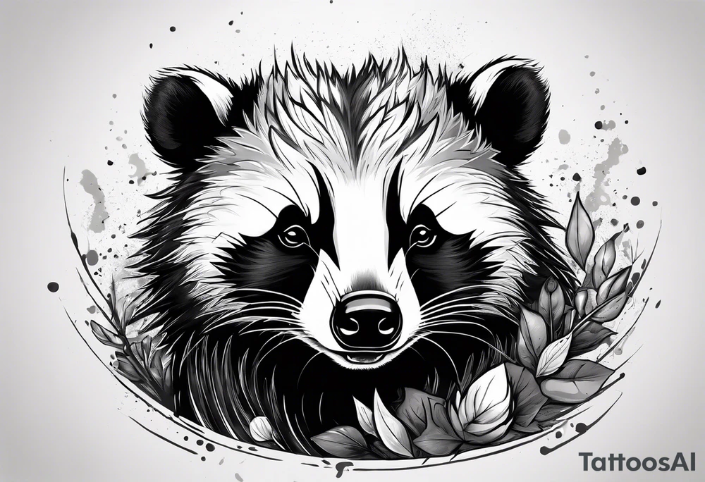 aggressive and killer badger/wolverine with cute face and some quotes tattoo idea