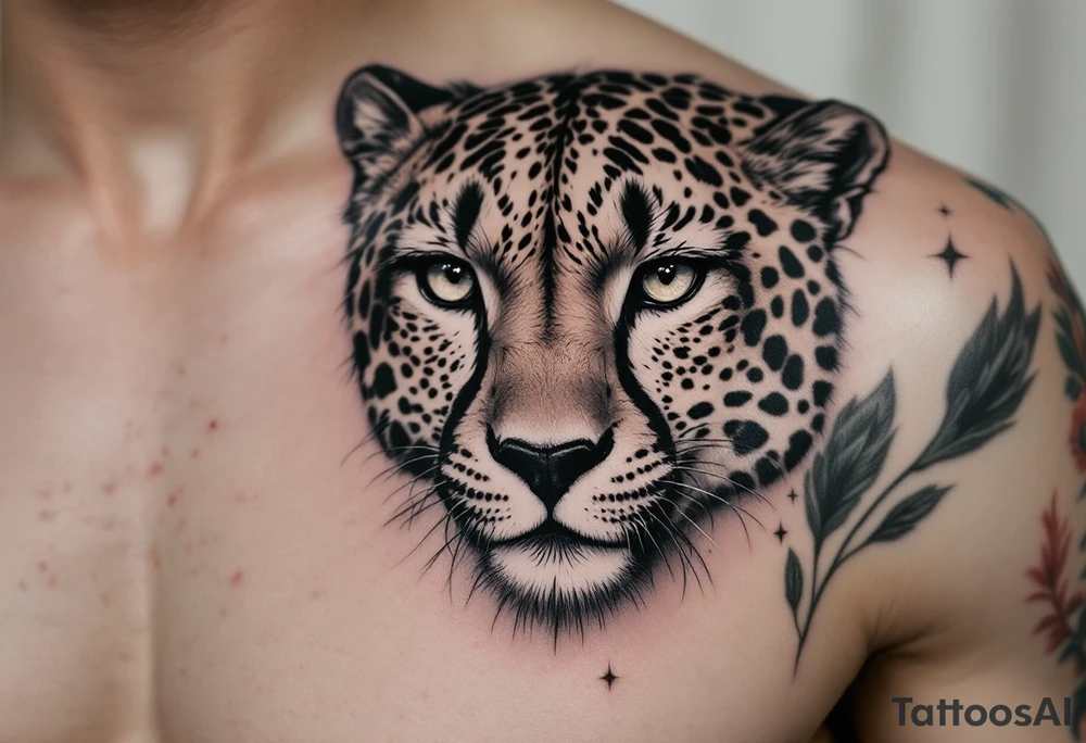 cool cheetah tattoo with the number 62 tattoo idea