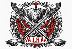 valhalla on fire blood
sword shield axe tattoo idea
