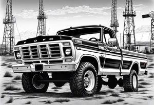 1974 ford f-100 in front of oil field tattoo idea
