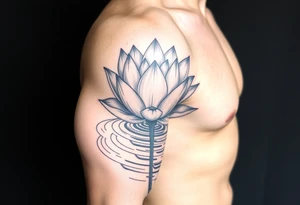 serene lotus flower emerging from sacred waters with ripples tattoo idea