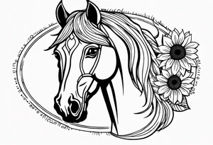 horse head with sunflowers tattoo idea