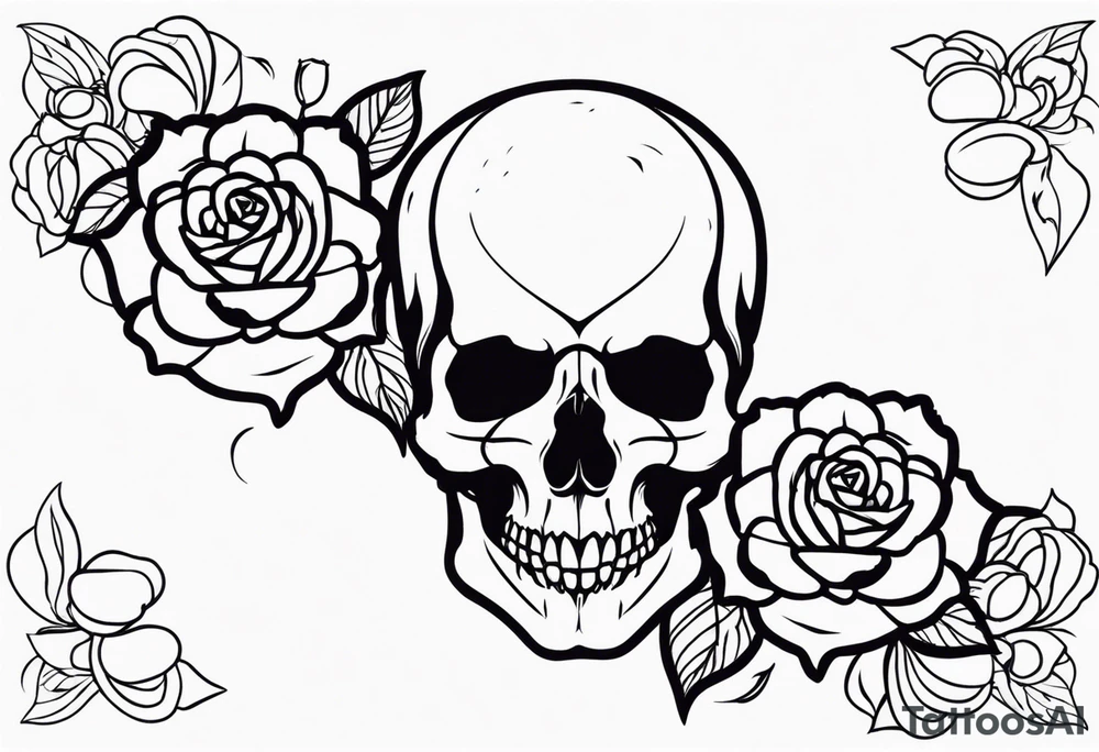 skull and roses tattoo idea