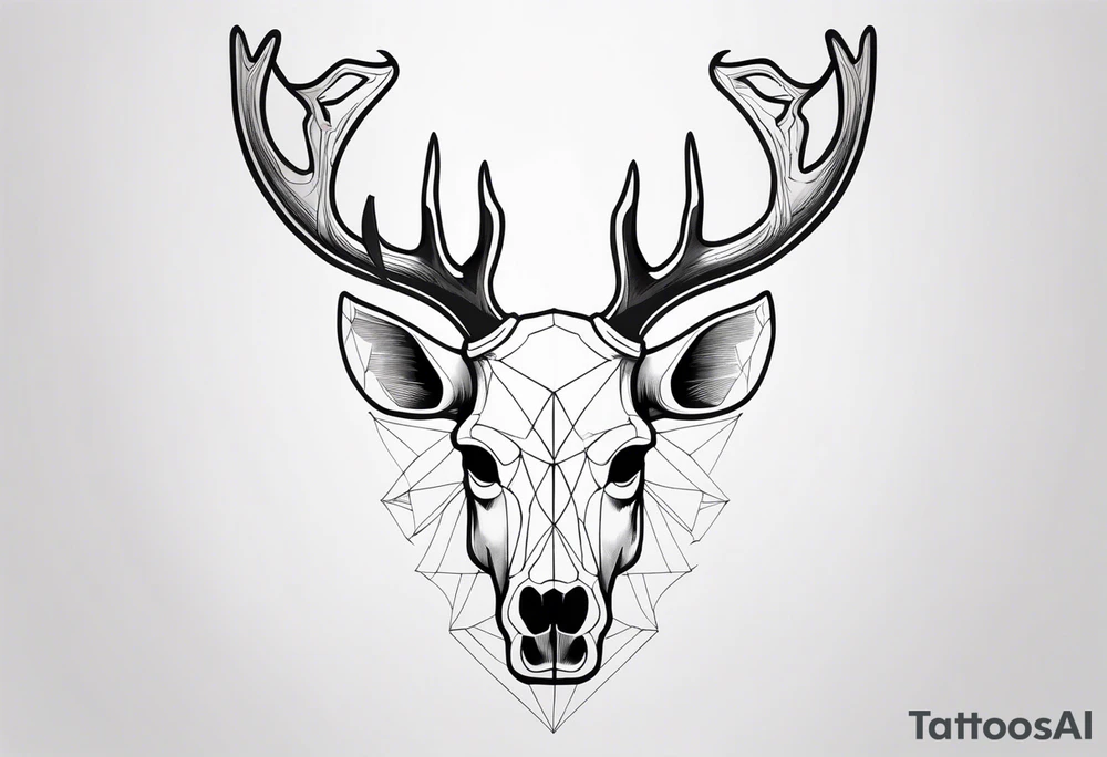 back tattoo of a front view reindeer  skull tattoo idea