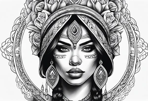 Chicano style women face tattoo idea