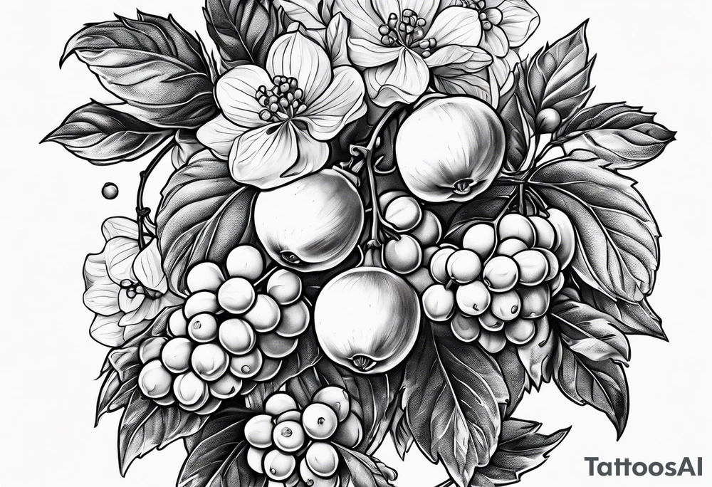 lilac and gooseberry in a bundle tattoo idea