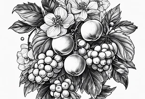 lilac and gooseberry in a bundle tattoo idea