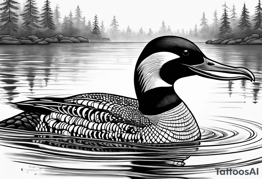 native loon swimming tattoo idea