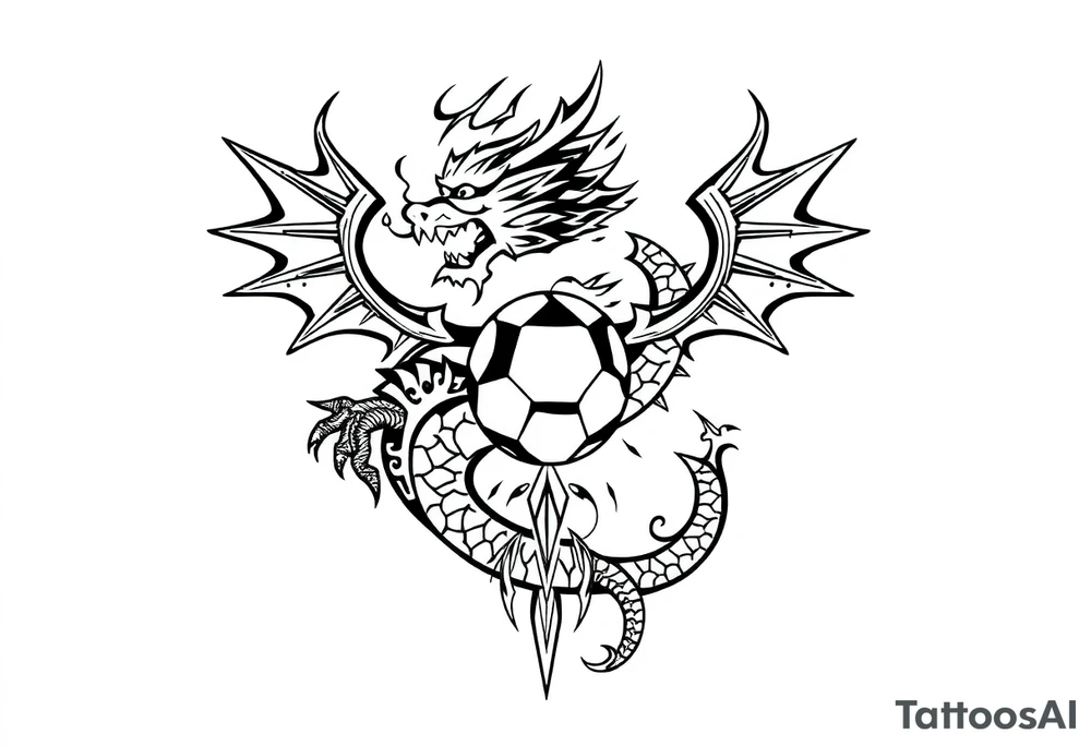 soccer, music, dragon tattoo idea