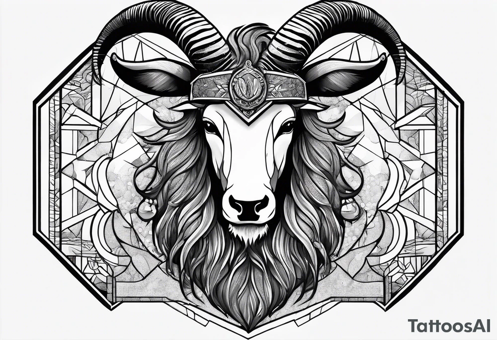 capricorn with beard and sunglasses tattoo idea