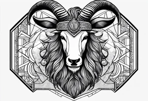 capricorn with beard and sunglasses tattoo idea
