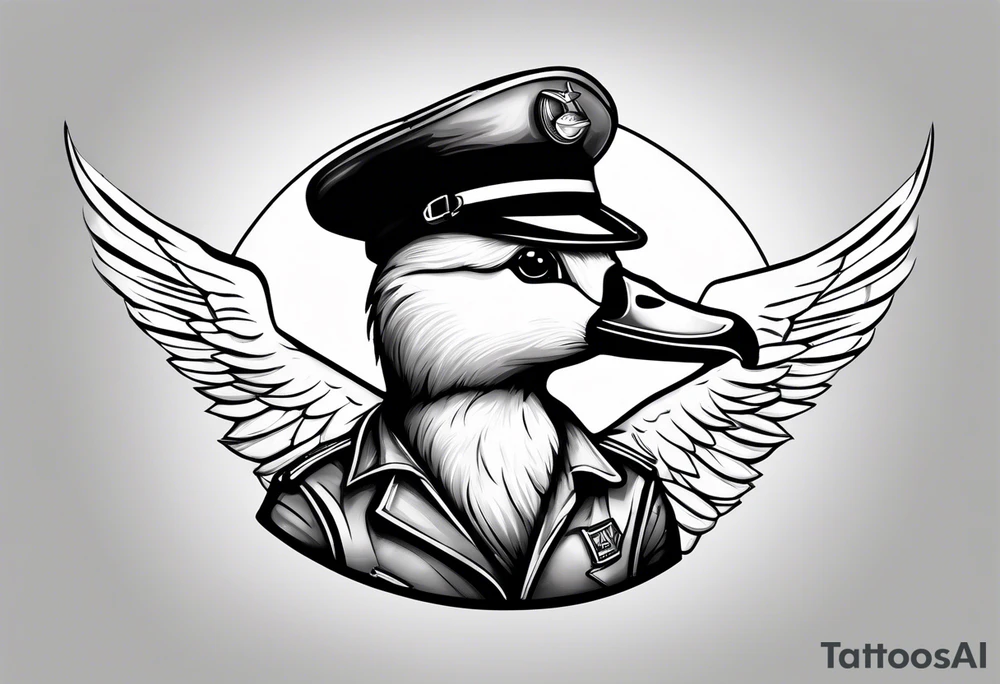 A silly goose dressed as an aviator tattoo idea