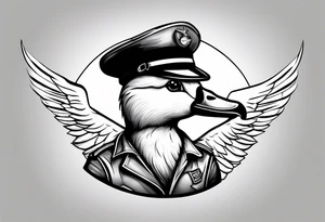 A silly goose dressed as an aviator tattoo idea