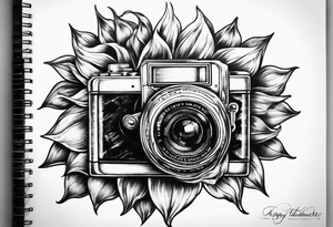 Sunflower, book, camera tattoo idea