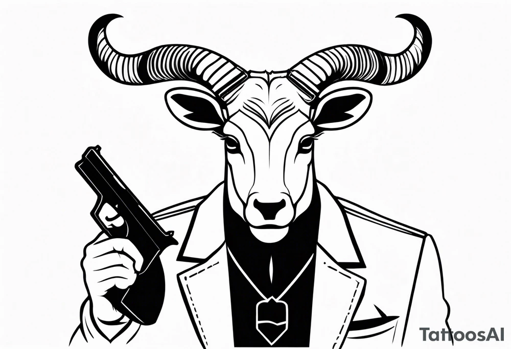 capricorn man with sunglasses and gun tattoo idea