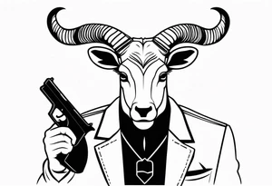 capricorn man with sunglasses and gun tattoo idea