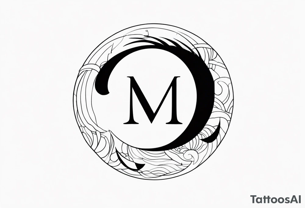 Moon and letter M tattoo idea