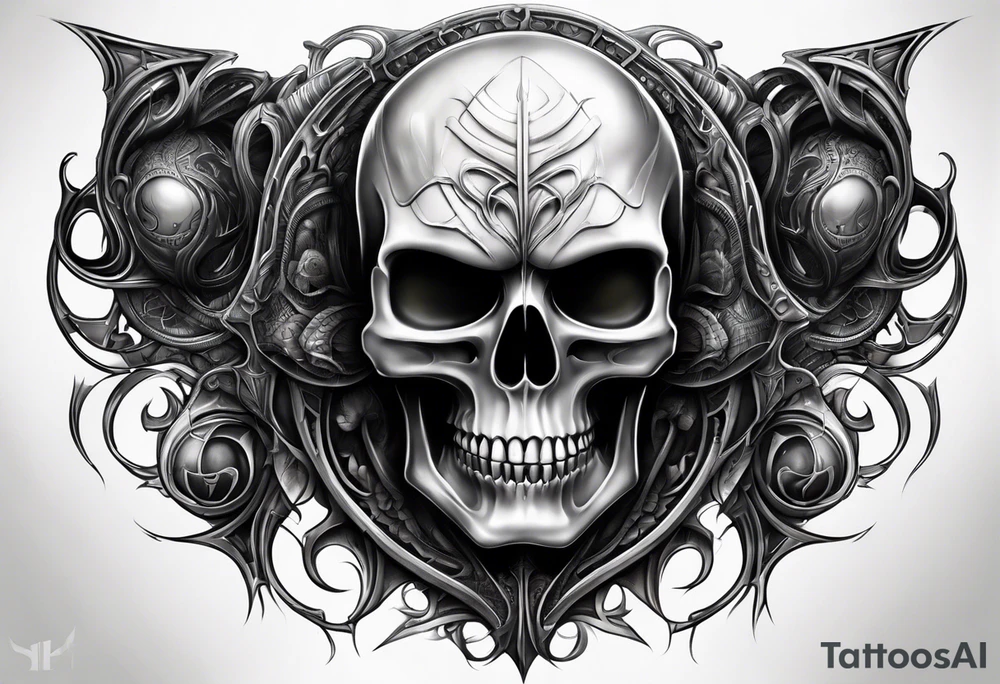 H.R Giger Skull knee tattoo idea