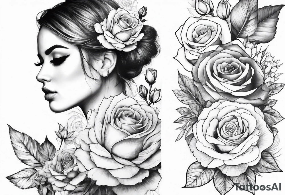 i want a full arm tattoo with simple flowers and roses tattoo idea