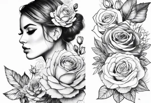 i want a full arm tattoo with simple flowers and roses tattoo idea