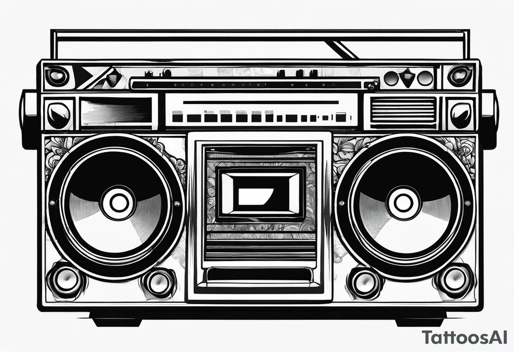 A boombox in fineline very minimalistic tattoo idea