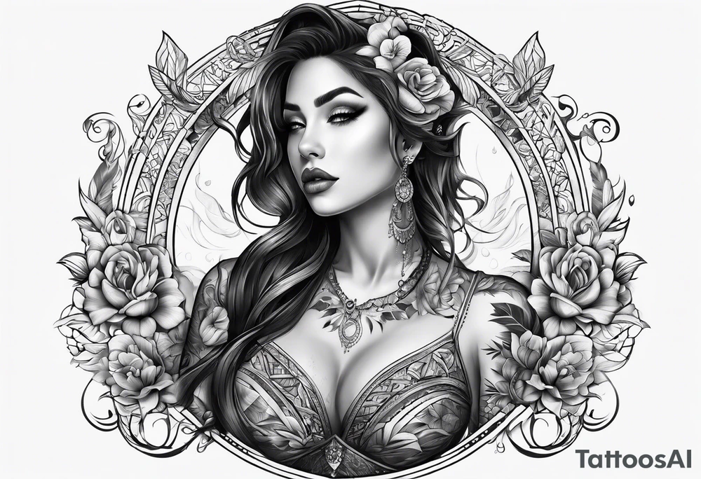 Half chest tattoo tattoo idea