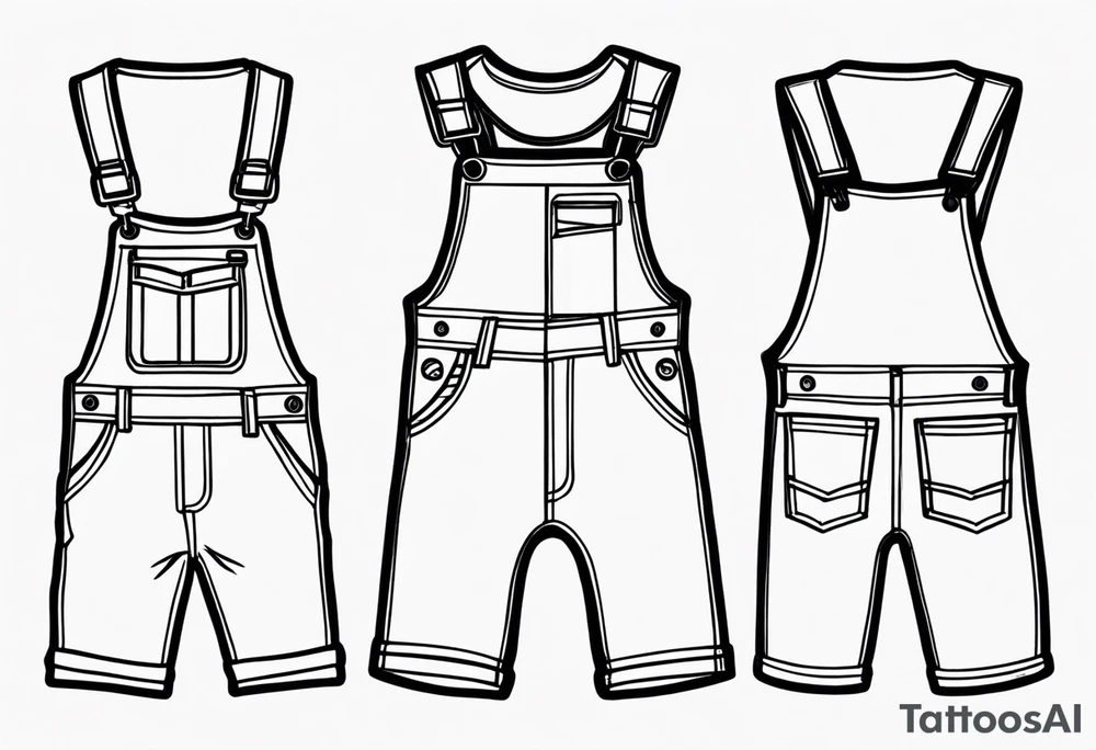 outlined overalls-shorts tattoo idea