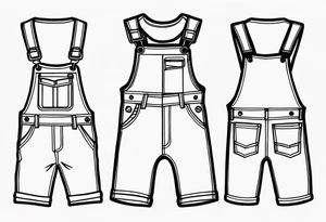 outlined overalls-shorts tattoo idea