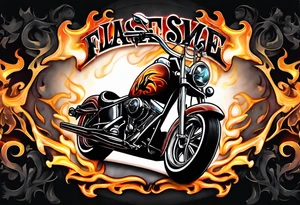 Flame letter font of word CHOPPER with smoke background tattoo idea