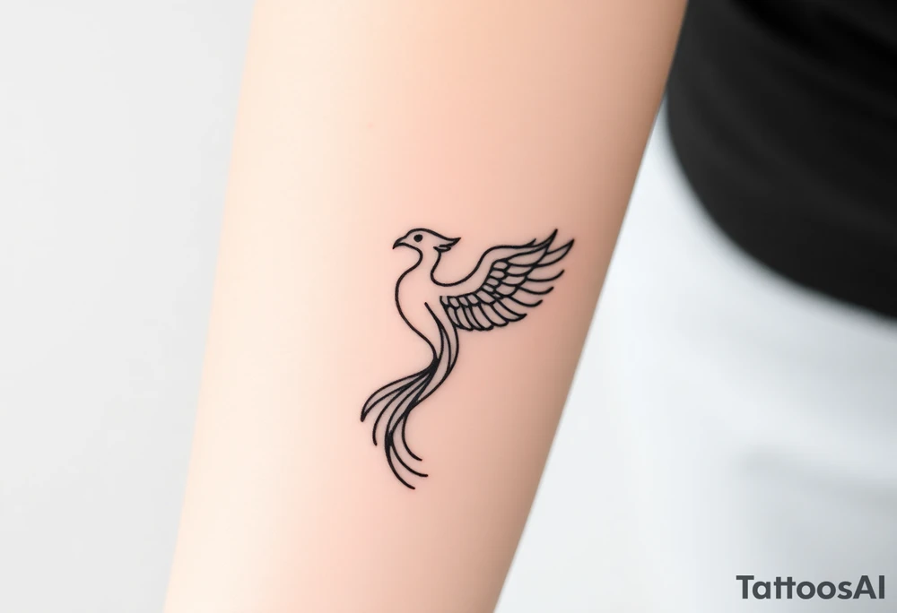 Fine line Phoenix bird tattoo idea