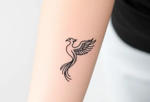 Fine line Phoenix bird tattoo idea