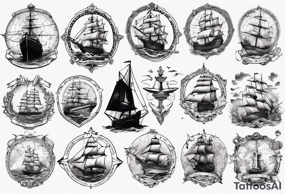 Maps, ships tattoo idea
