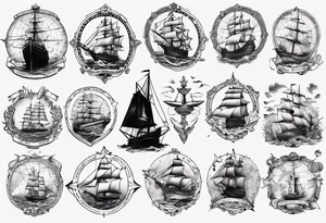 Maps, ships tattoo idea