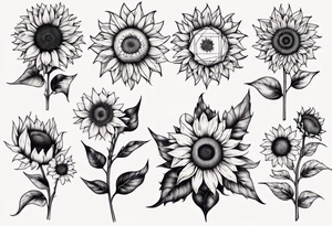 Seven sunflowers tattoo idea
