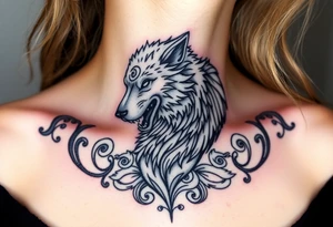 A  wolf snarling as a sheep  mystical creature tattoo idea